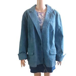 NEW Jessica London Sz 26 (22) Teal Suede Leather Jacket Blazer Women’s Plus